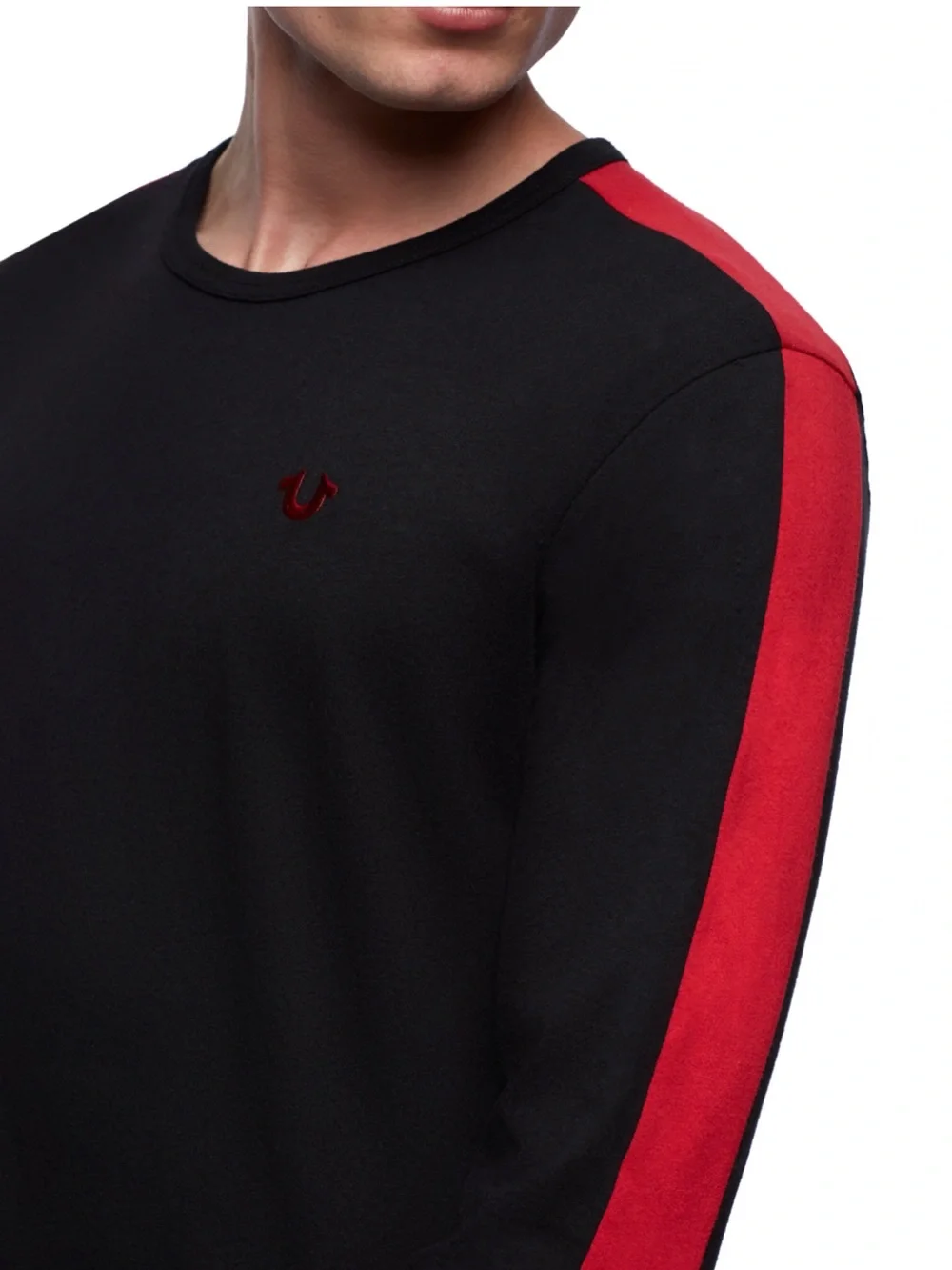Men’s True Religion - Black Long-Sleeve Crew with Red Detail XXXL